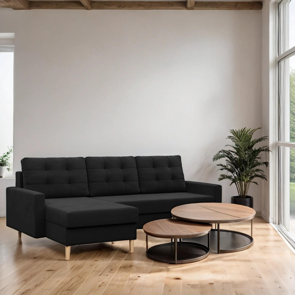 ECKSOFA Blank schwarz - Schwarz, Textil (223/140cm) - SIMKAM Furniture