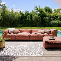 GARTENSOFA mit 5 Sitzplätzen, Terrakotta - Braun, Textil - Oviala