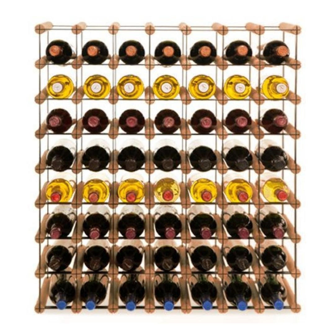 WEINREGAL Vinotega Mod Metal 82,5x72,5x24,5 cm 7x8 Flaschen Massives Kiefernholz Braun Geölt - Braun, Holz (72.5/82.5/24.5cm) - PROREGAL