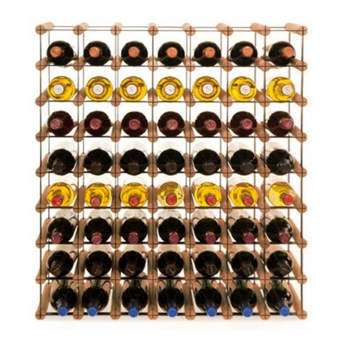 WEINREGAL Vinotega Mod Metal 82,5x72,5x24,5 cm 7x8 Flaschen Massives Kiefernholz Braun Geölt - Braun, Holz (72.5/82.5/24.5cm) - PROREGAL