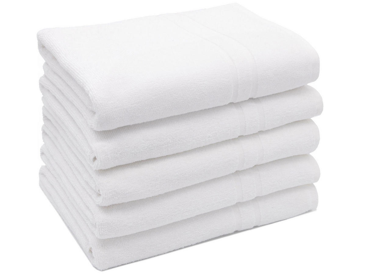 DUSCHTÜCHER, 5er-Set, 70x140 cm, 100% Baumwolle, Weiß - Weiß, Textil (70/140cm) - Zollner