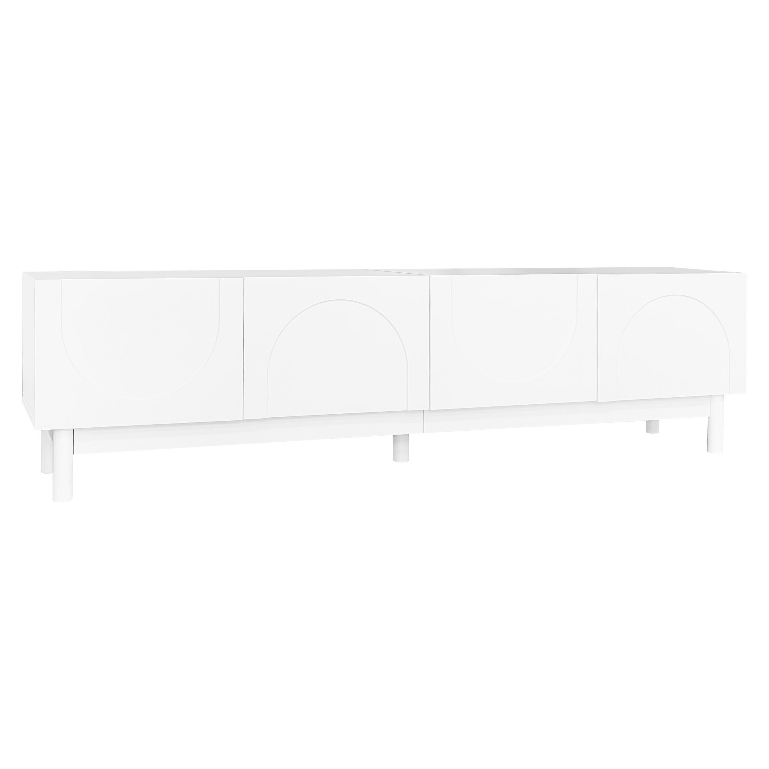 TV-ELEMENT169X34X45,5CM SchwarzWeiß Grifflos mit 4 Wellenförmigen Türen - Weiß, Holz (43.18/23.62/98.43cm) - Raelunyi