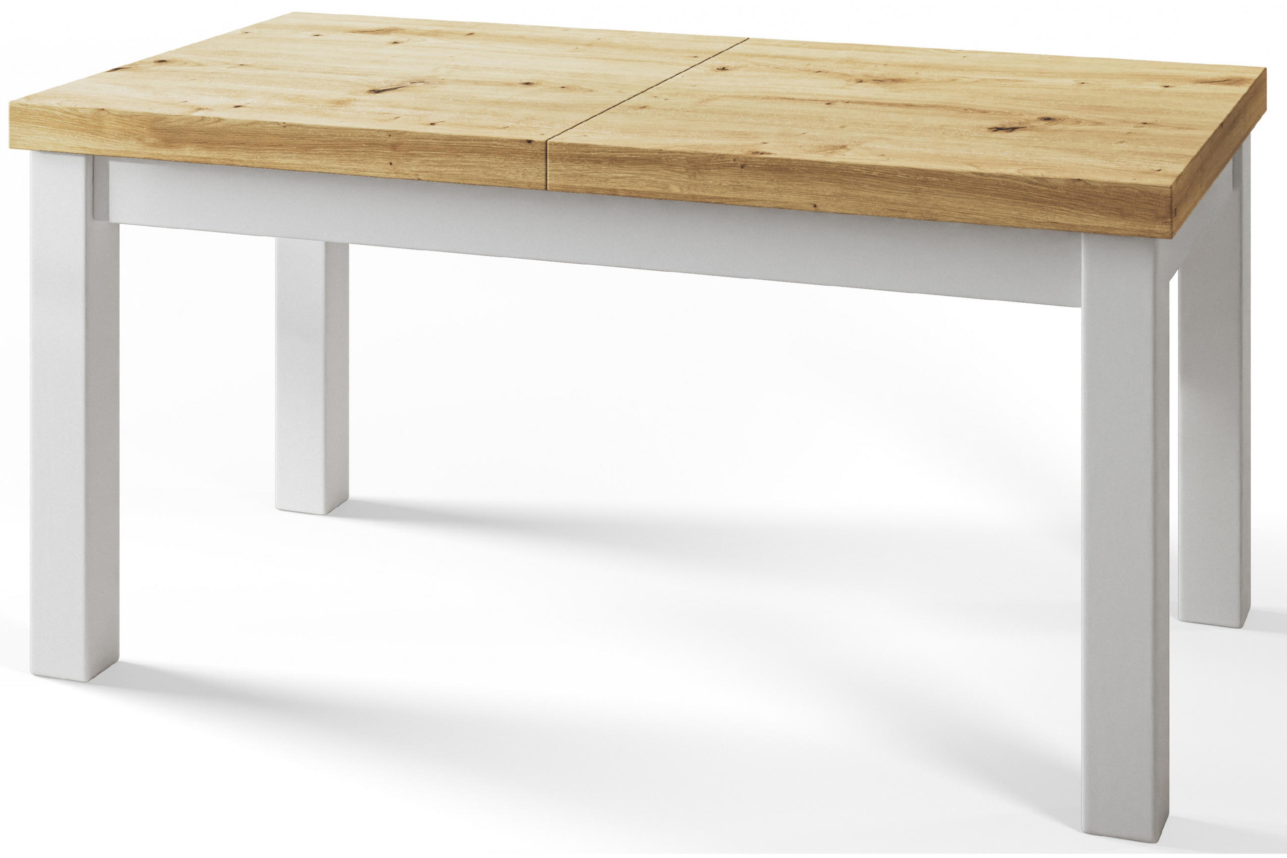 ESSZIMMERTISCH CLASSIC, ausziehbarer Tisch 140-180X80X78 cm, Farbe: ARTISAN, mit Holzbeinen in Farbe Weiß - Hellbraun/Weiß, Holzwerkstoff (140/80/78cm) - Alpi-Möbel