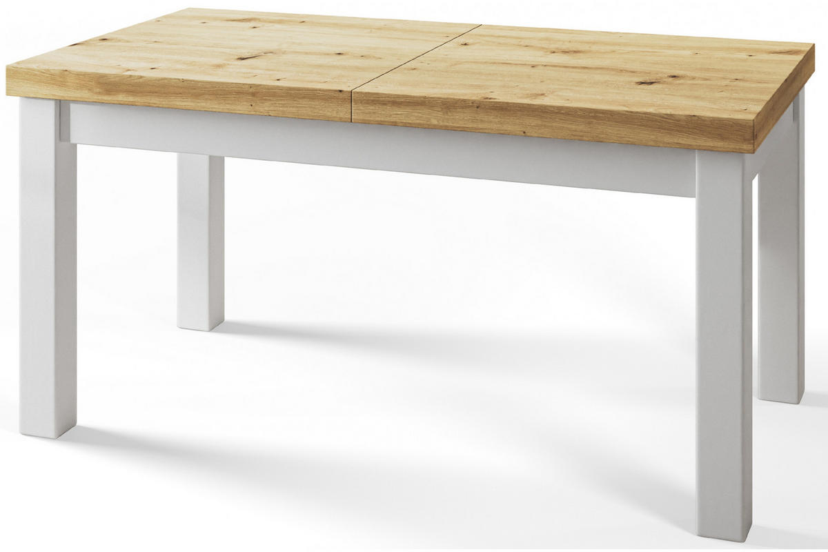 ESSZIMMERTISCH CLASSIC, ausziehbarer Tisch 140-180X80X78 cm, Farbe: ARTISAN, mit Holzbeinen in Farbe Weiß - Hellbraun/Weiß, Holzwerkstoff (140/80/78cm) - Alpi-Möbel