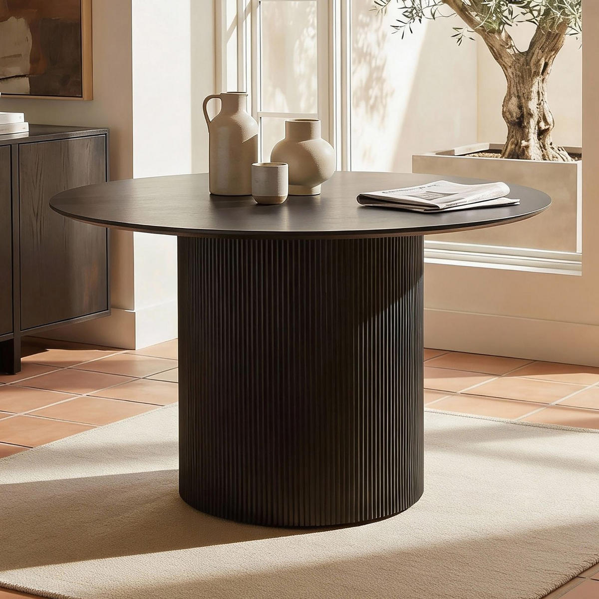 ESSTISCH VIANNEY - Schwarz, Metall (120/120/75cm) - IDIMEX