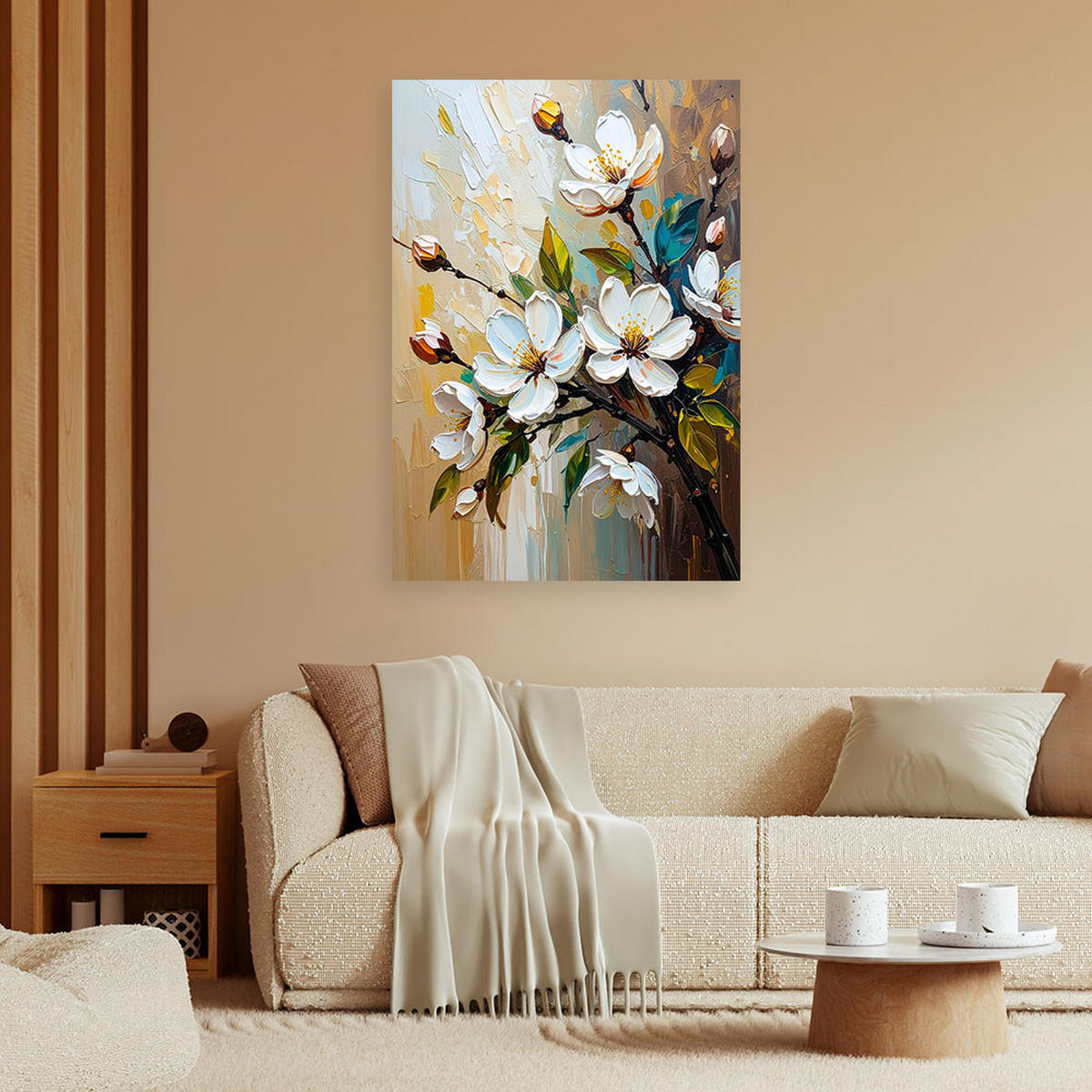 LEINWANDBILD Blumen 80x120cm - Beige, Textil (80/120cm) - Feeby