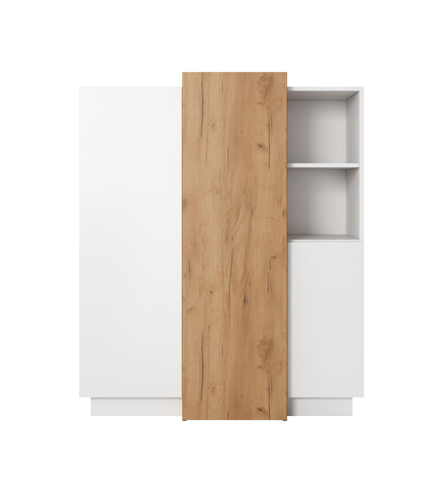 HIGHBOARD Viano E 110 cm Weiß / Eiche Craft Gold - mit 3 Türen und 2 offenen Fächern - Eichefarben/Weiß, Holz/Holzwerkstoff (110/133/45cm) - Ravio