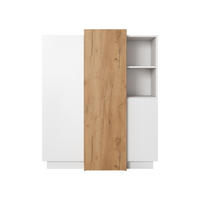 HIGHBOARD Viano E 110 cm Weiß / Eiche Craft Gold - mit 3 Türen und 2 offenen Fächern - Eichefarben/Weiß, Holz/Holzwerkstoff (110/133/45cm) - Ravio