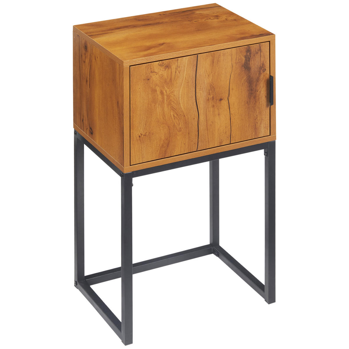 KONSOLENTISCH im Industiriedesign, Beistelltisch, Sideboard, 1 Schrank, Naturholz + Schwarz - Naturfarben, Holzwerkstoff (40/76/30cm)