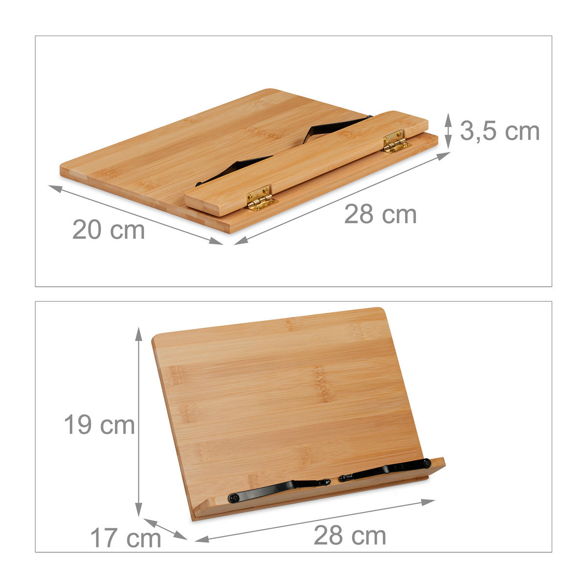 LESESTÄNDER - Hellbraun, Holz/Metall (28/19/17cm) - Relaxdays