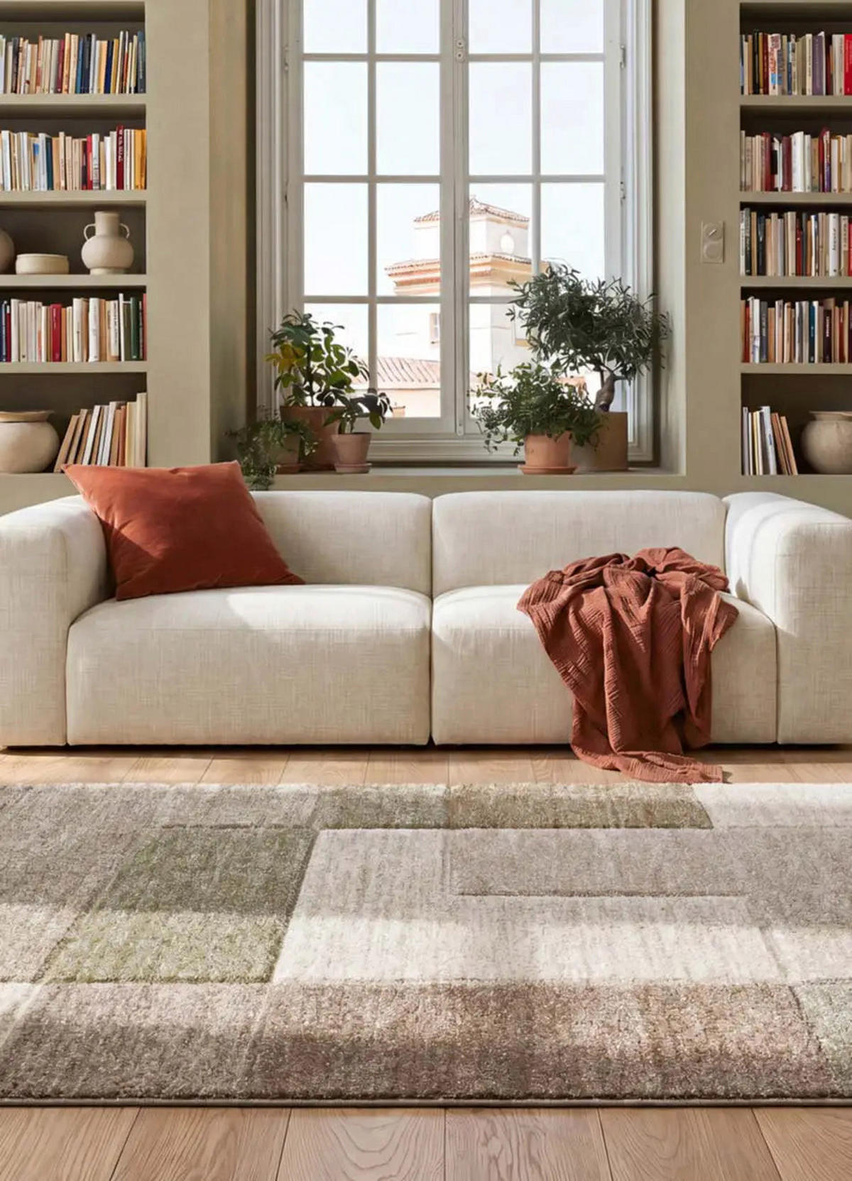 HOCHFLORTEPPICH Beige / Grün Teva 80/120 cm - Grün, Textil (80/120cm) - Atticgo