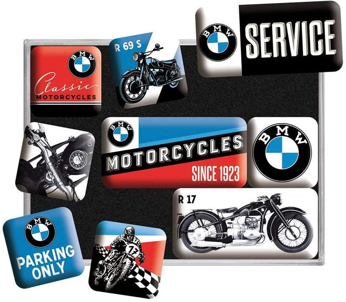 MAGNETSET 9-teilig BMW Motorcycles - Multicolor, Metall (9/7/2cm) - Nostalgic-Art