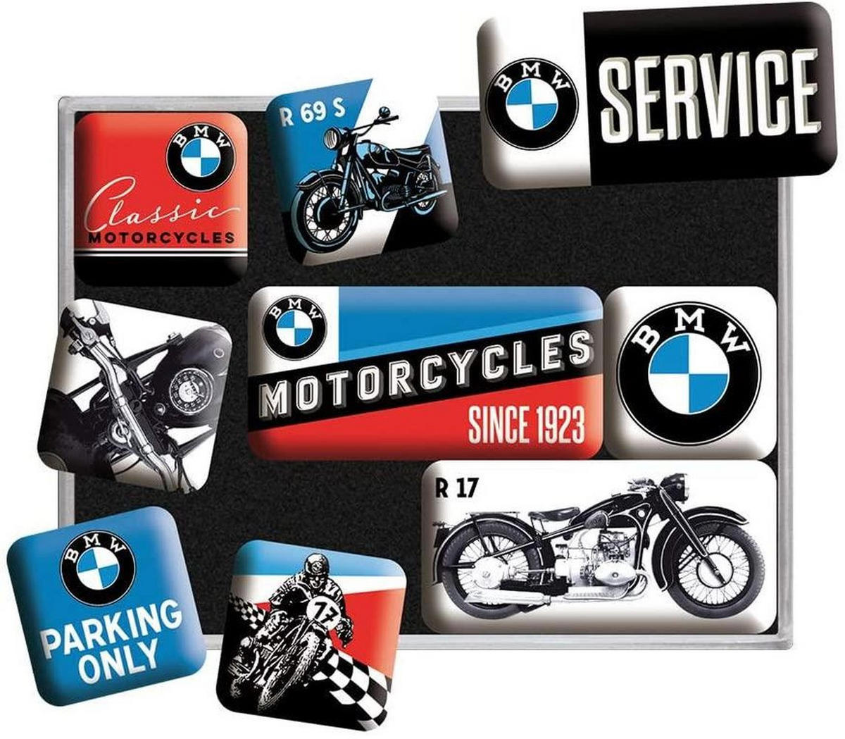 MAGNETSET 9-teilig BMW Motorcycles - Multicolor, Metall (9/7/2cm) - Nostalgic-Art