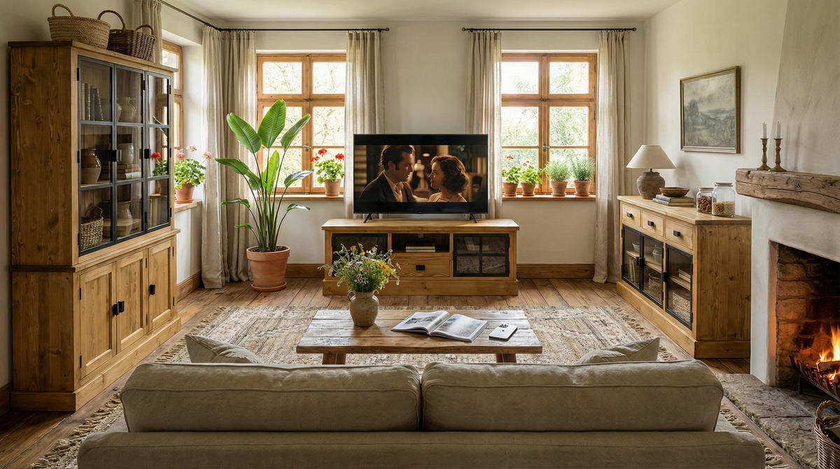 TV-SCHRANK aus Massivholz Farmline - Honig, Holz (160/46/40cm) - Seart