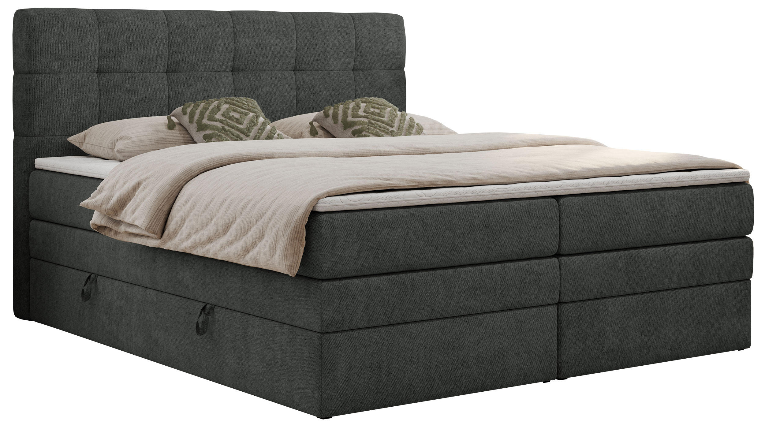 BOXSPRINGBETT LUKA KING 140/200 Dunkelgrau Struktur - H3 - Dunkelgrau, Holz/Textil (140/200cm) - MKS