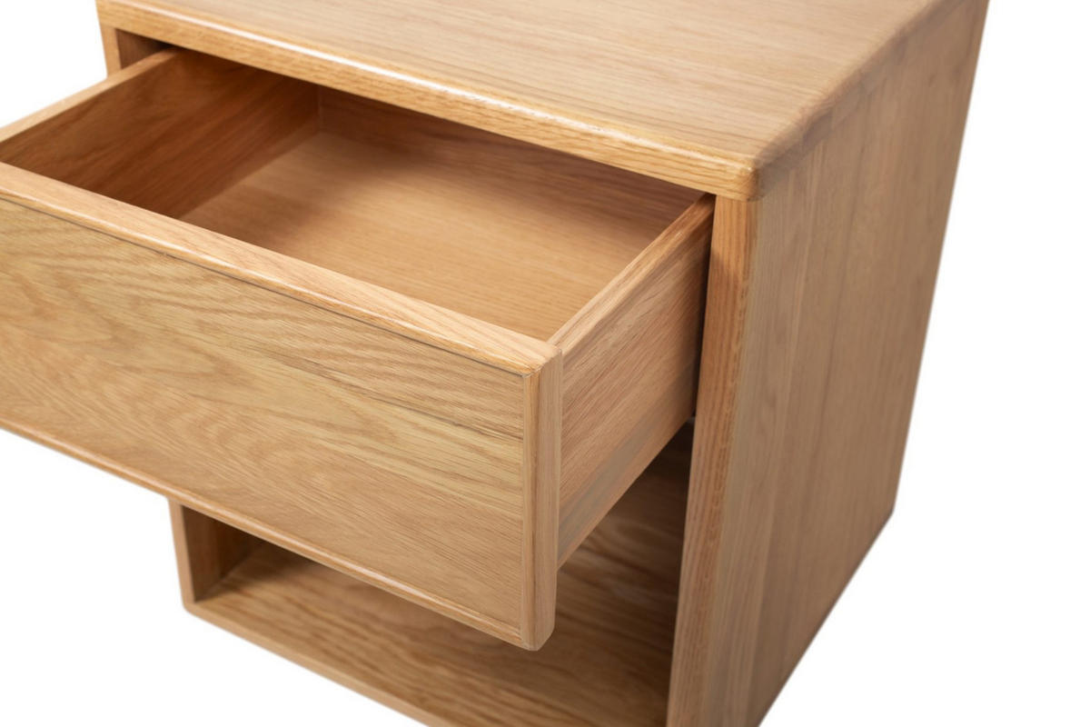 WANDNACHTTISCH Helene aus Eiche mit Schublade – Natur - Beige, Holz (40/46/38cm) - WOODEK