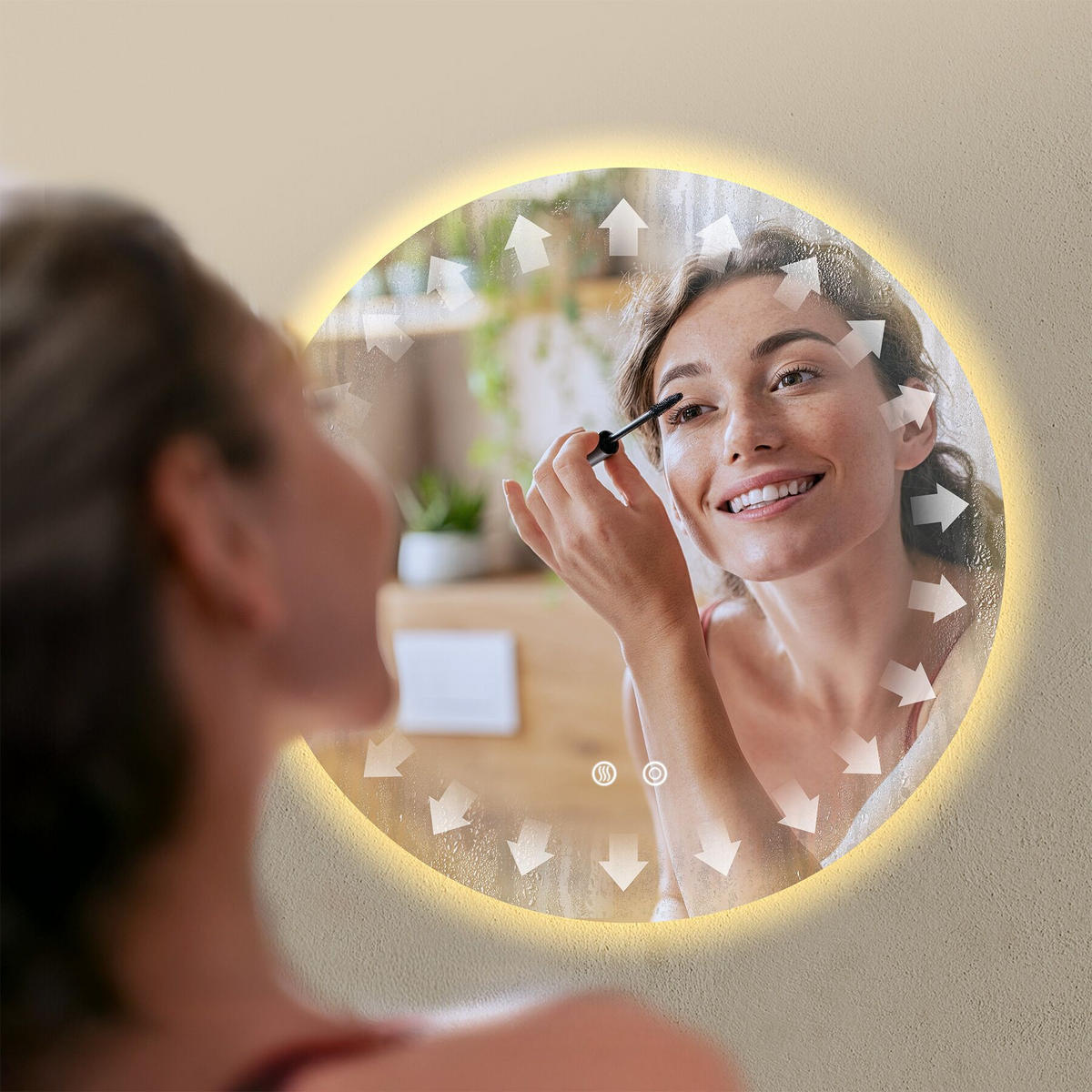 LED-BADEZIMMERSPIEGEL rund Aurora,inklusive Spiegelheizung,weiß - Weiß, Glas (60/60/3.5cm) - tectake