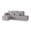 ECKSOFA LUMARI L-S Hellgrau Plüsch-Stoff mit Schlaffunktion - Hellgrau, Holz (262/143cm) - MASSENO