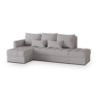 ECKSOFA LUMARI L-S Hellgrau Plüsch-Stoff mit Schlaffunktion - Hellgrau, Holz (262/143cm) - MASSENO