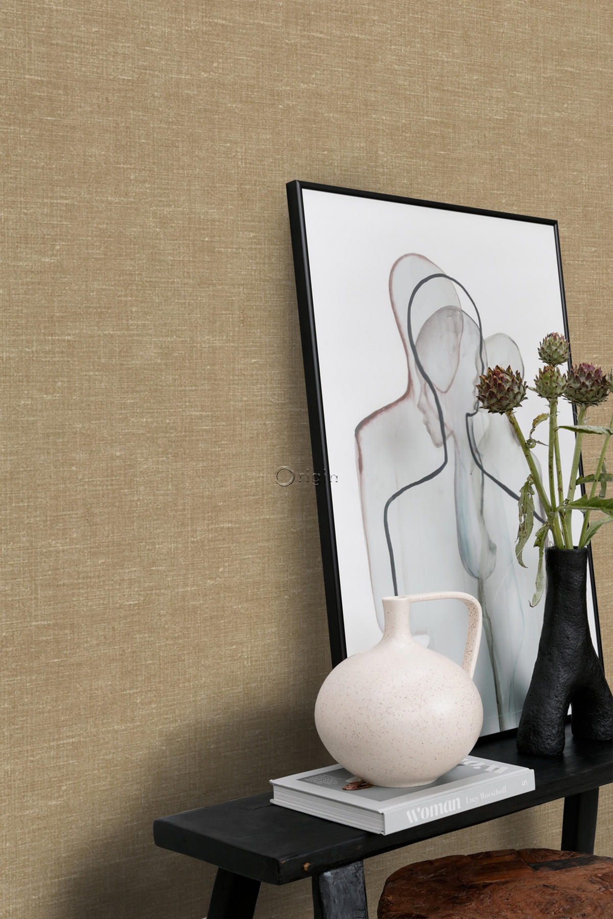 TAPETE Leinen-Optik 53 cm x 10.05 m - Beige, Papier (53/1000cm) - Origin Wallcoverings