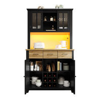 BUFFET 106/40/179,5 cm aus MDF mit LED-Beleuchtung Schwarz - Schwarz, Holzwerkstoff (106/179.5/40cm) - Modenvie