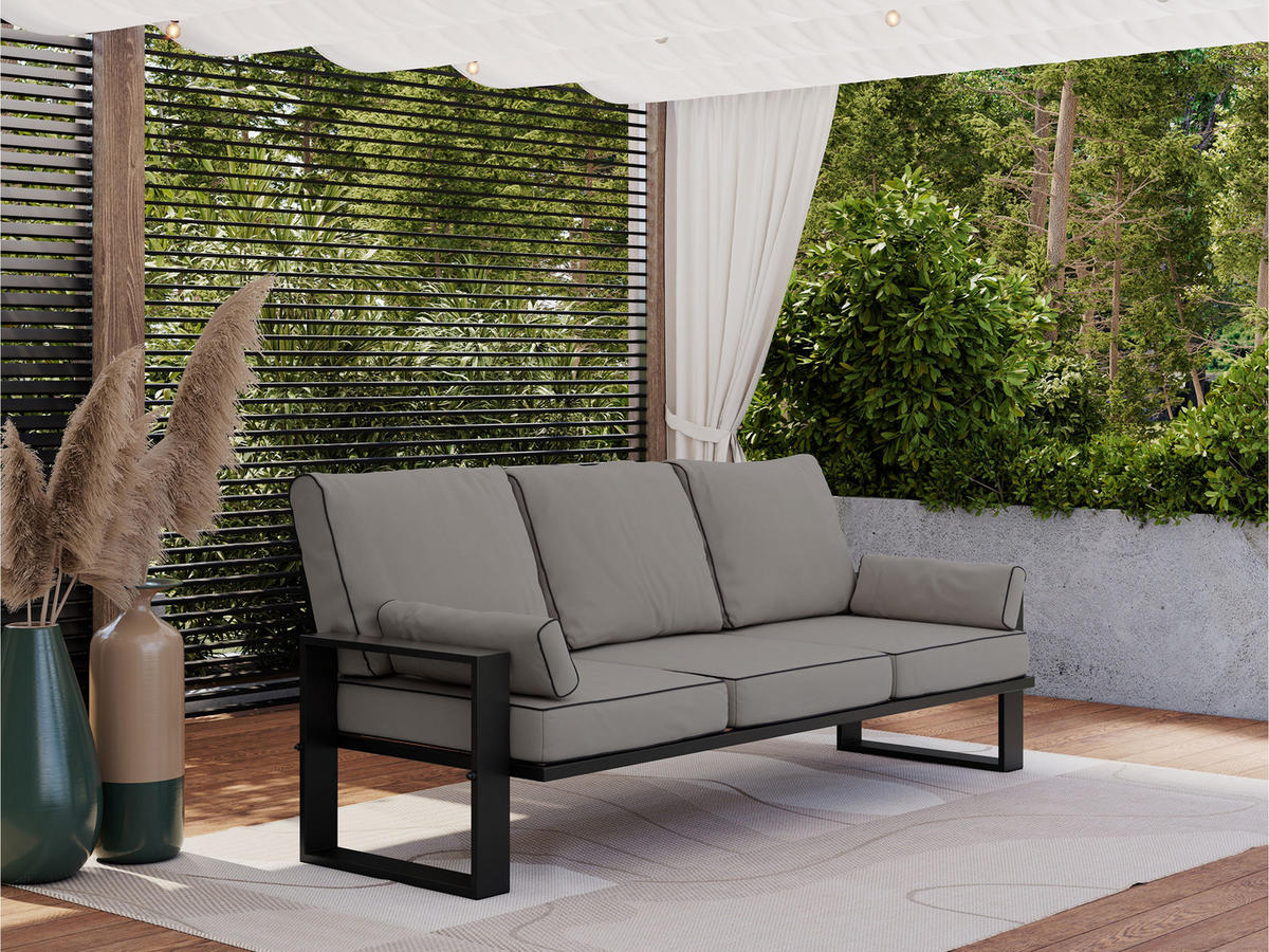 GARTENSOFA Elba 3 Sitzer - Grau - Grau, Textil (215/90/87cm) - MKS