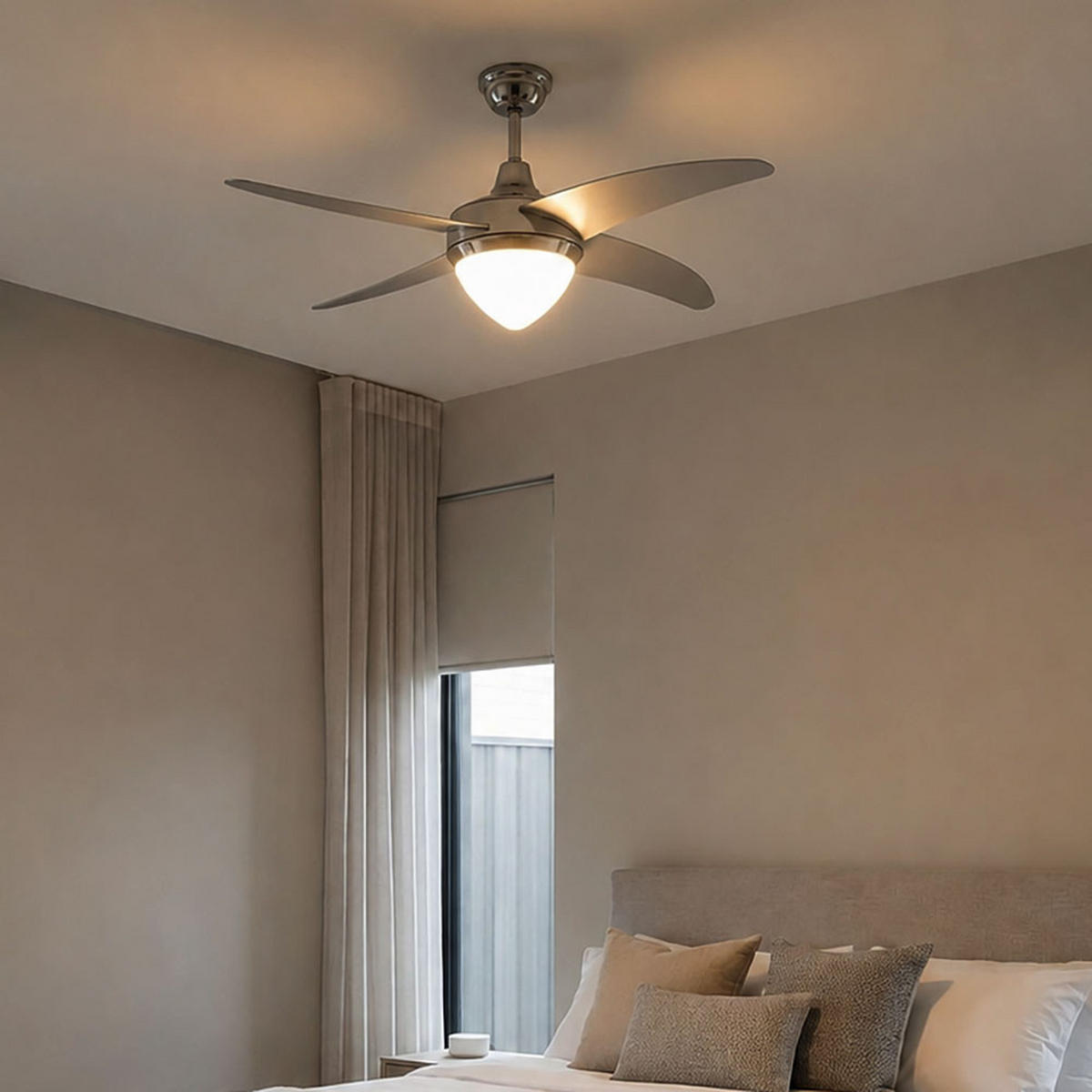 LED DECKENLEUCHTE Deckenventilator Silber - Silberfarben, Glas (106/39/39cm)