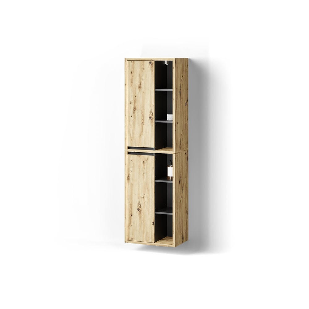 BADSCHRANK Vomano Artisan-Eiche 50 x 170 cm - Anthrazit/Eiche Artisan, Holzwerkstoff (50/170/33cm) - Livinity®