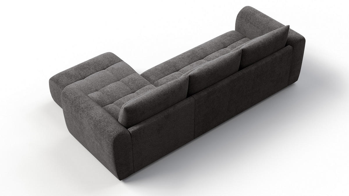 ECKSOFA SORENO 4-Sitzer, dunkelgrau - Dunkelgrau/Schwarz, Holz/Textil (293/171cm) - Courtois Laville