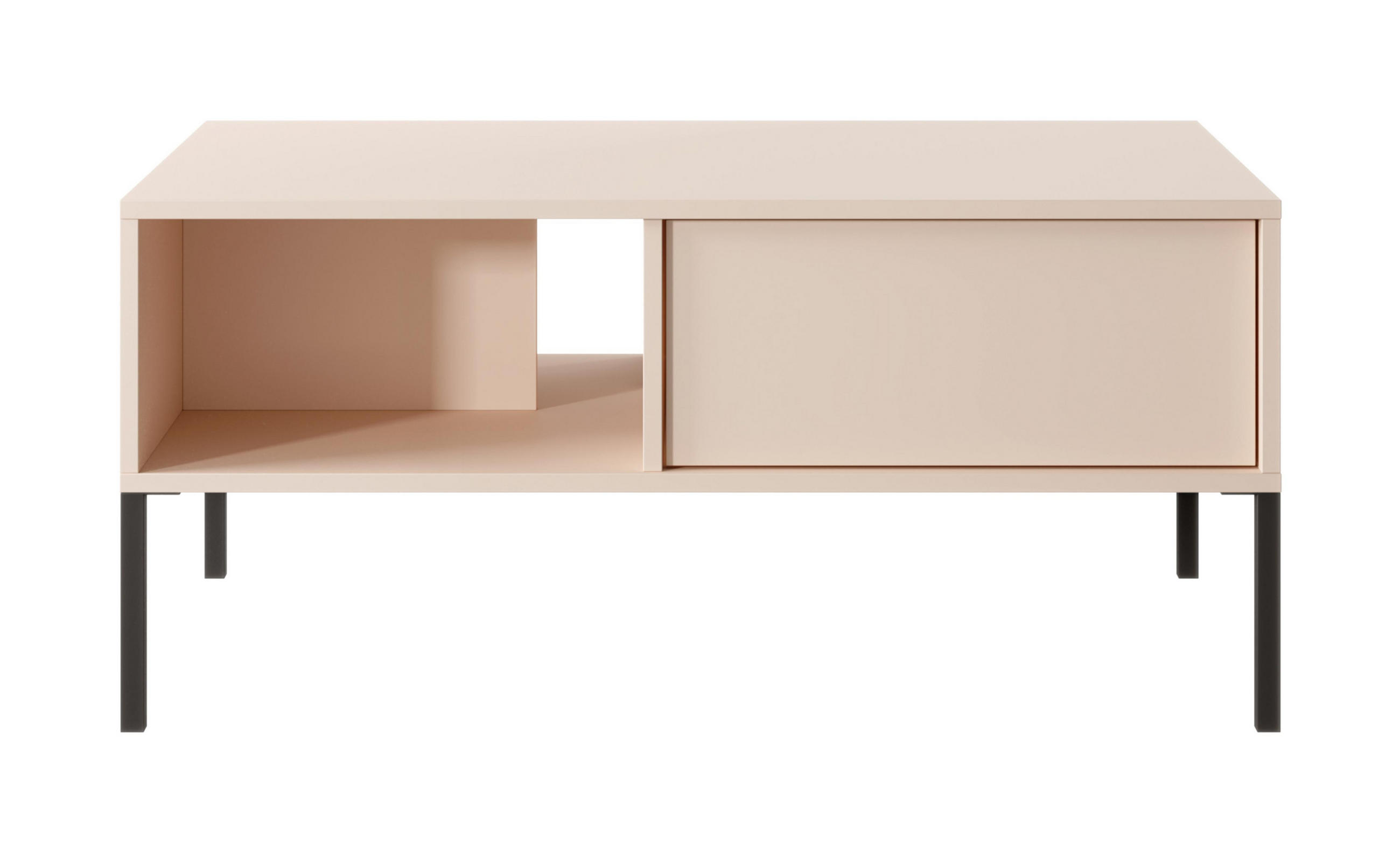 COUCHTISCH Piemontesia 2S Beige 96,9/44,4/60 cm – mit Push-to-Open-Funktion - Beige/Schwarz, Holzwerkstoff/Metall (60/96.9/44.4cm) - AX Living