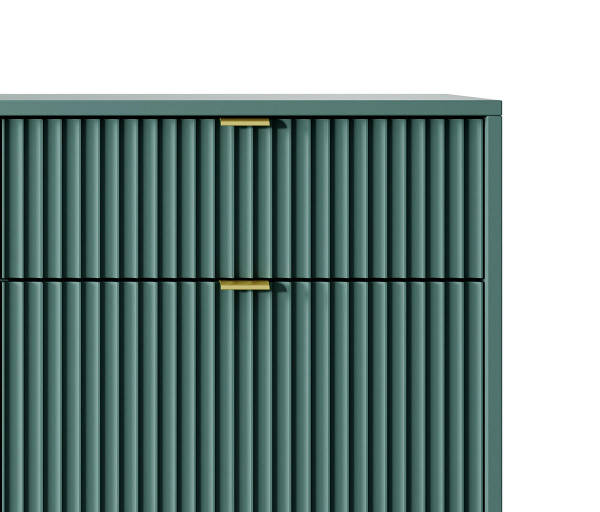 KOMMODE NOVA, Geriffelte Front, 2-Türen, 2-Schubladen 104x39x83 cm, Labrador - Türkis/Schwarz, Holzwerkstoff/Kunststoff (104/83/39cm) - DomoHome
