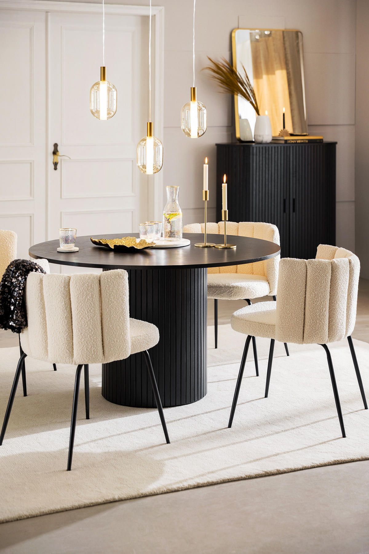 ESSTISCH - Echtholzfurnier - Eichefarben/Schwarz, Holzwerkstoff (120/120/75cm) - home24