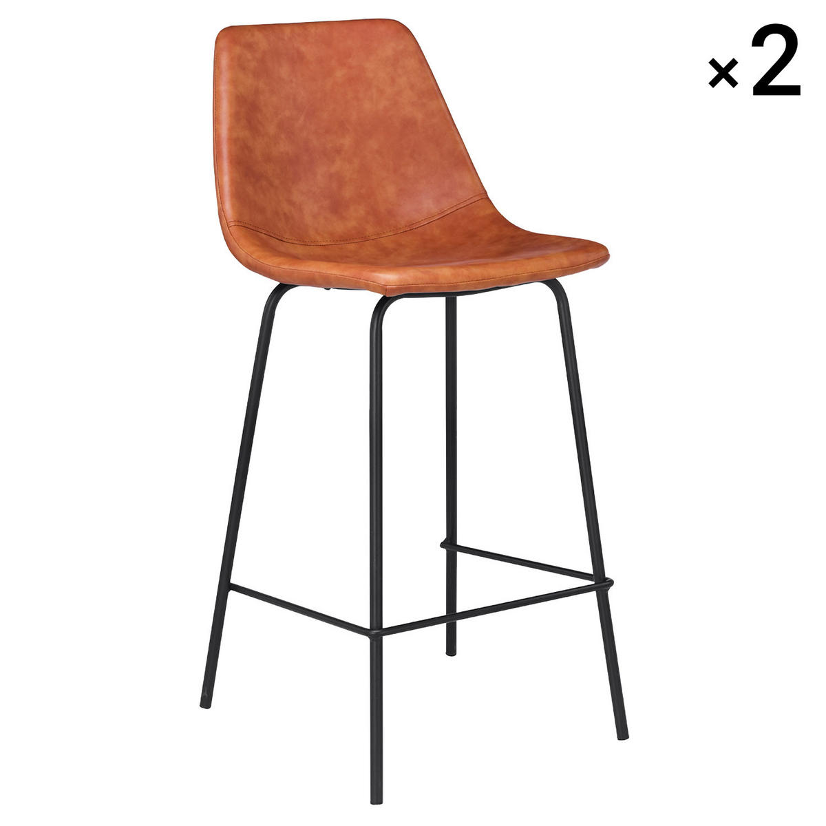 BARHOCKER Lucien Cognac 2er-Set - Orange, Kunststoff (43/94/50cm) - Happy Garden