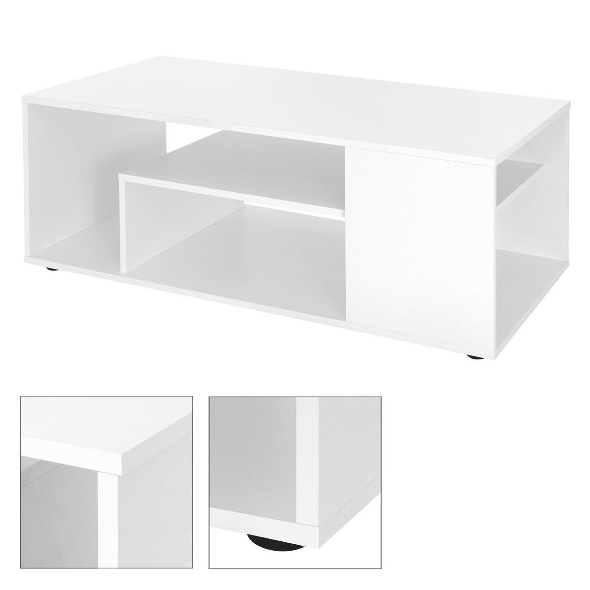 COUCHTISCH rechteckig Weiß 110/50/41 cm - Weiß, Holzwerkstoff (50/41/110cm) - ML-DESIGN