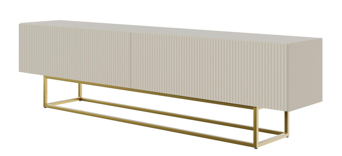 TV-SCHRANK Veldio Graubeige mit goldenen Metallbeinen 175 cm - Greige/Goldfarben, Holzwerkstoff/Metall (175/46.5/31.6cm) - Selsey