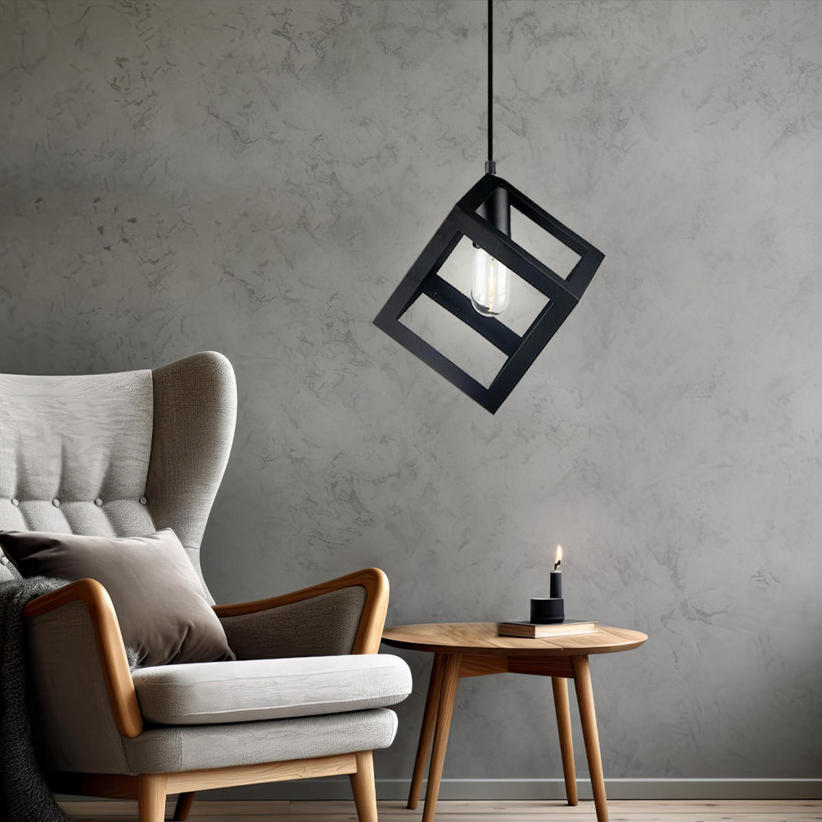 LED HÄNGELEUCHTE Schwarz Metallkäfig - Schwarz, Metall (22.5/22.5/102.5cm)