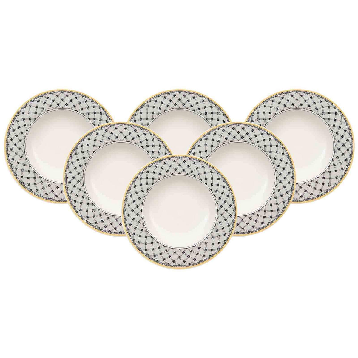 SUPPENTELLER Audun Promenade weiß-grau-gelb ø 24,2 cm 6er Set - Gelb/Weiß, Keramik (24.2cm) - Villeroy & Boch