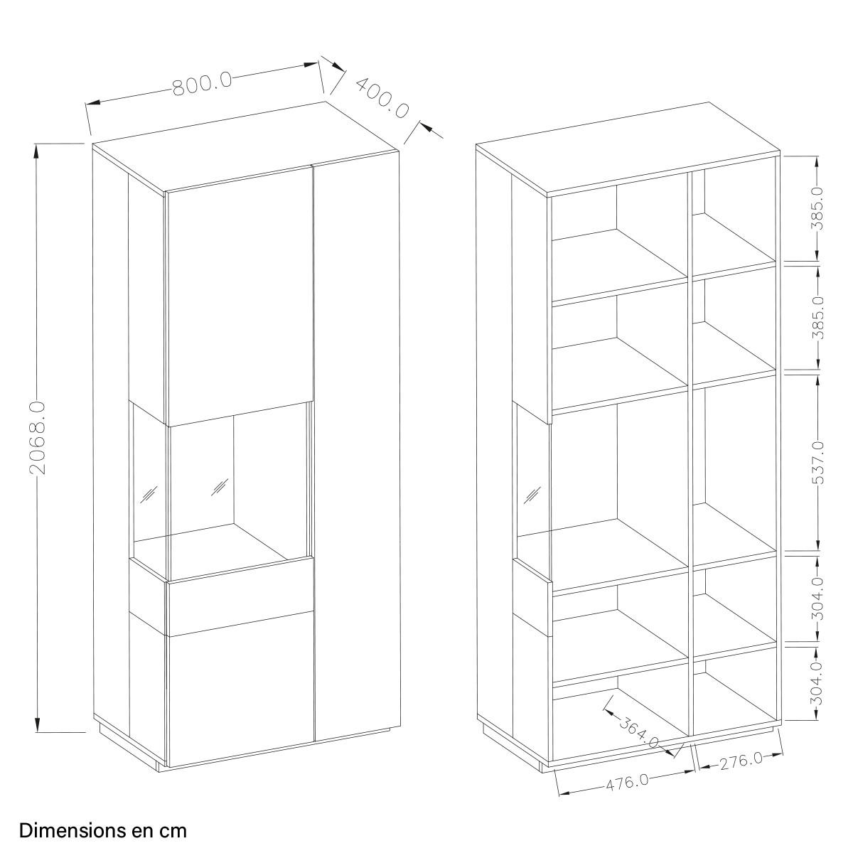 VITRÍNA Andrea Bílá a dřevo - bílá, kompozitní dřevo (80/207/40cm) - Petits-meubles