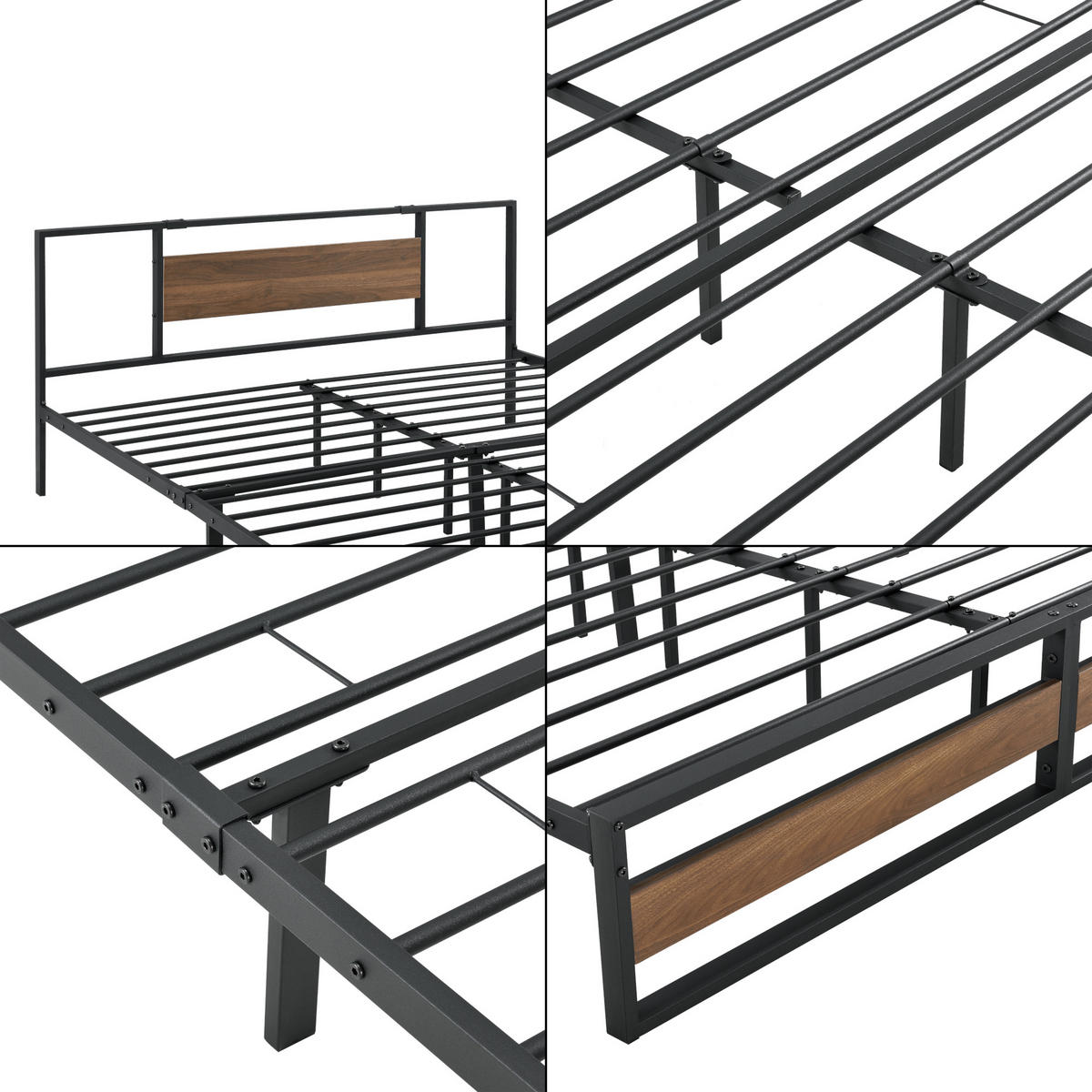 METALLBETT Villach - Schwarz, Metall (180/200cm) - [en.casa]