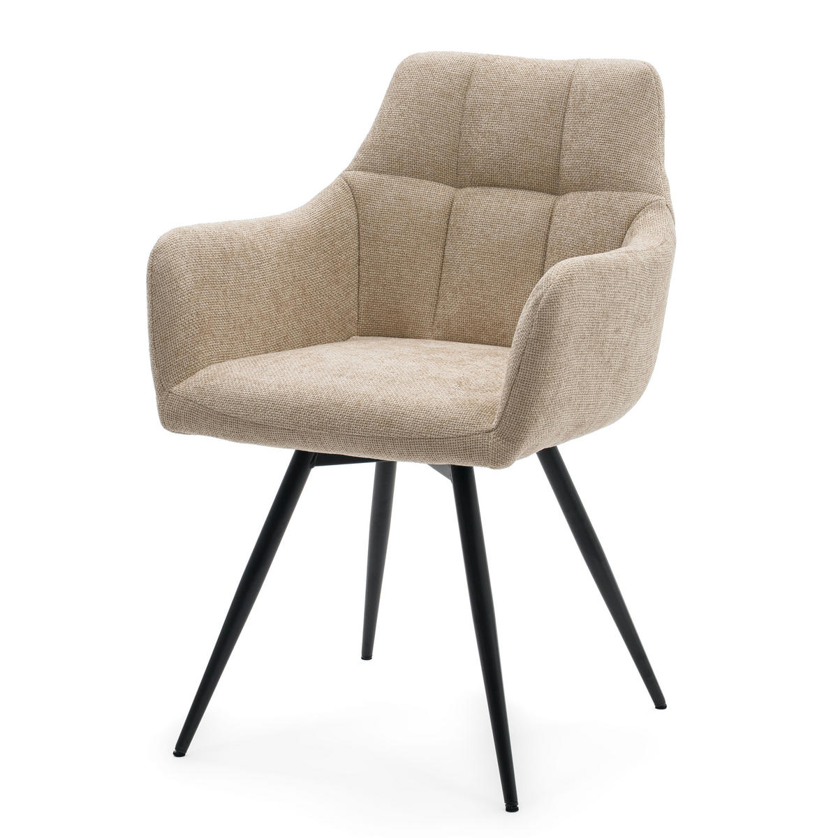 STUHL LUGANO drehbar gepolsterter mit Steppung - hellbeige - Chenille - Beige/Schwarz, Textil/Metall (58/84/59cm) - NEW HOME