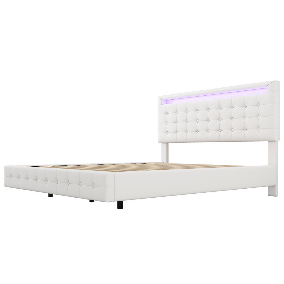 POLSTERBETT 140x200 cm LED weiß - Weiß, Kunststoff (140/200cm) - LEBENLANG