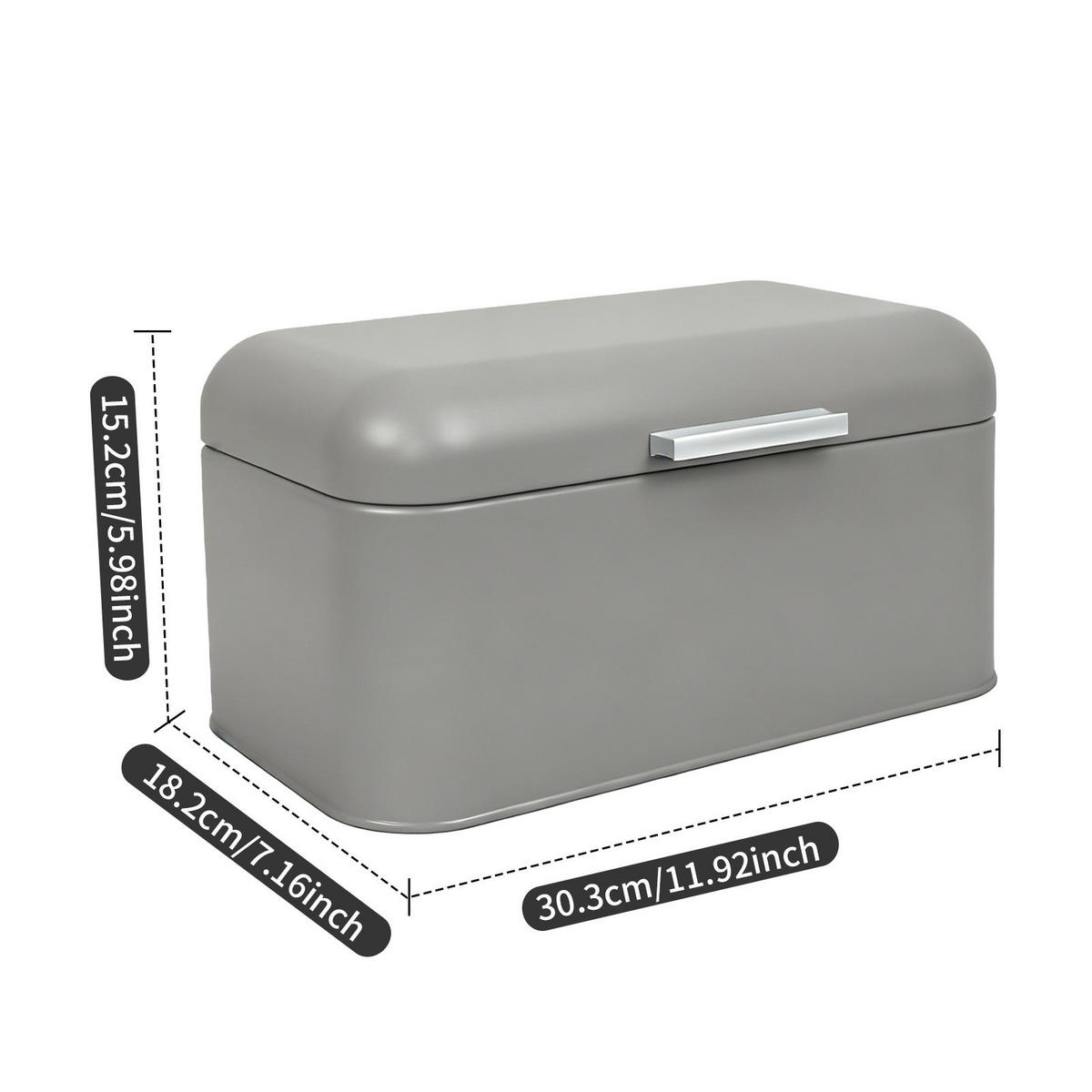 BROTKASTEN 30.3/18.2/15.2 cm Grau - Grau, Metall (18.2/15.2/30.3cm) - Authentics