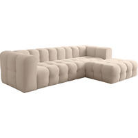 ECKSOFA Mochi L-Form 5-Sitzer Rechts, Samt, Beige 290/75/193 cm - Beige/Schwarz, Kunststoff/Textil (290/193cm) - WFL GROUP