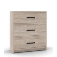 SIDEBOARD Sonoma Eiche Mit Schwarzen Griffen Mit Geräumigen Schubladen - Beige, Holzwerkstoff (80/90/35cm) - Sepro Meble