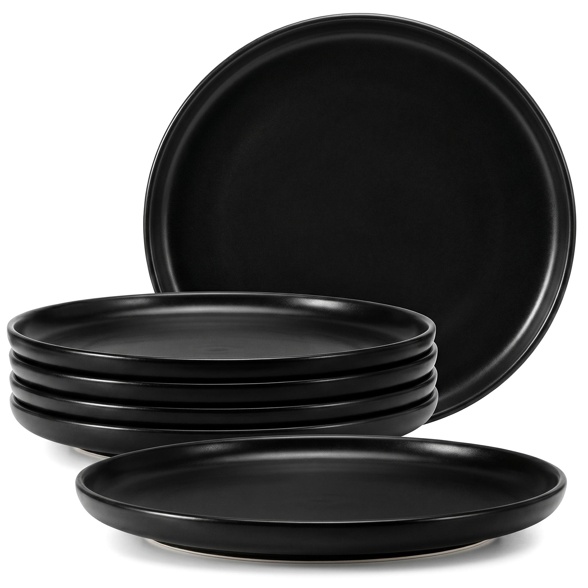 TELLER-SET VICTO 6-tlg Dessertteller, matt schwarz - Schwarz, Keramik (20/2/20cm) - KONSIMO®