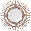 WANDSPIEGEL sandbeige Rattan Sonnenform 76 cm Stenen - Braun, Naturmaterialien (76/76/3cm) - Beliani