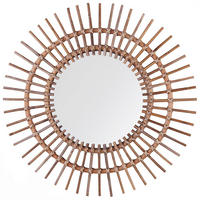 WANDSPIEGEL sandbeige Rattan Sonnenform 76 cm Stenen - Braun, Naturmaterialien (76/76/3cm) - Beliani