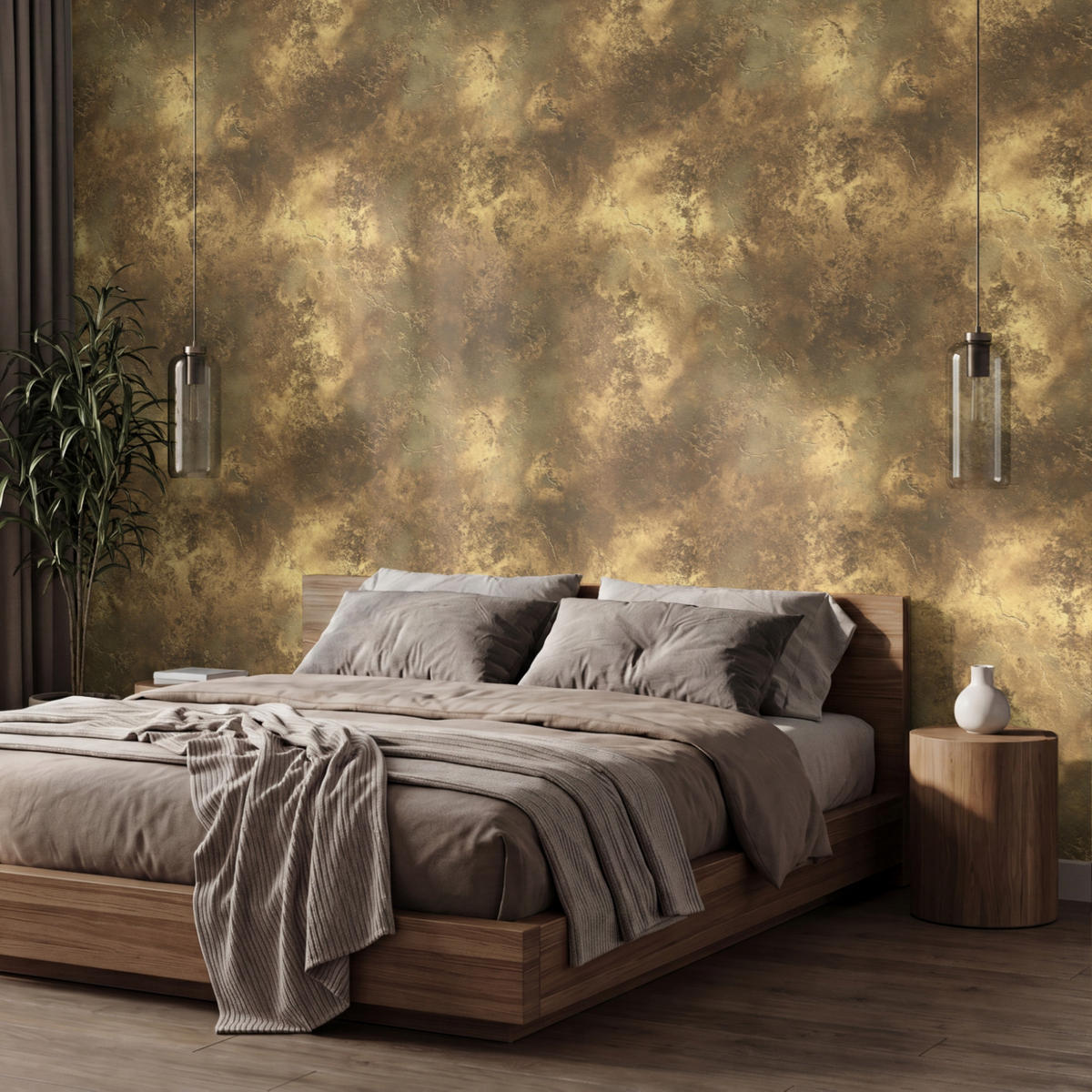 TAPETE - Antik - Metallic-Look - Gold - 350x240 cm - Messingfarben, Papier (350/240cm) - OnlyWow