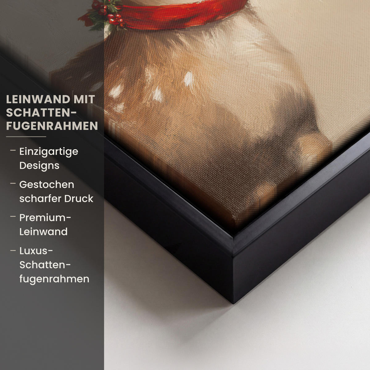 LEINWAND Bilder mit Rahmen - Weihnachten - Hirsch - Geweih - Weihnachtskugel - Rentier - 20x30 - Hellbraun, Textil (20/30cm) - MuchoWow