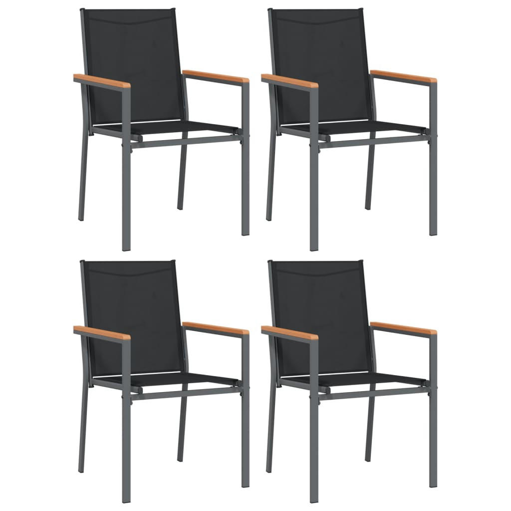 GARTENSTÜHLE 4er Set Schwarz 55/61.5/90 Cm Textilene Und Stahl - Schwarz, Metall (55/90/61.5cm) - vidaXL